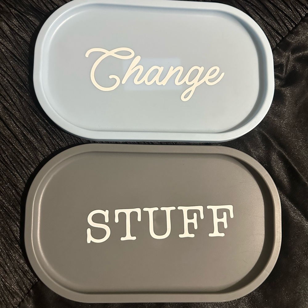 Gray and Blue Bathroom Organizer Trays